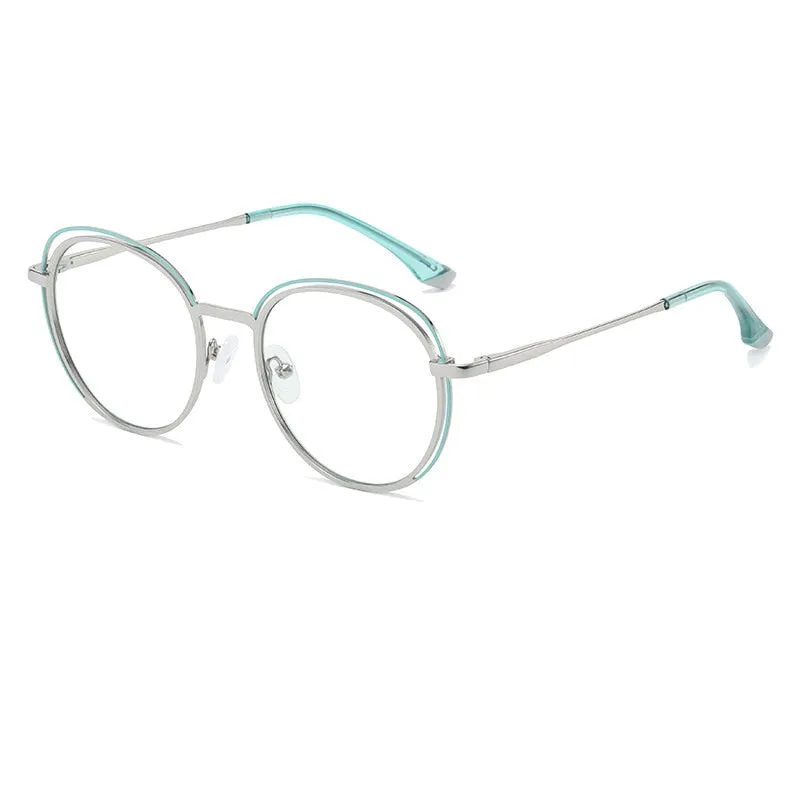 CCspace Women's Full Rim Round Square Stainless Steel Eyeglasses 54968