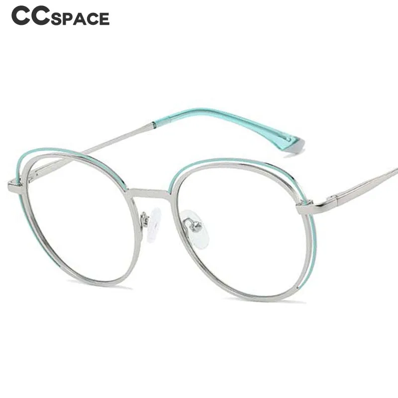 CCspace Women's Full Rim Round Square Stainless Steel Eyeglasses 54968