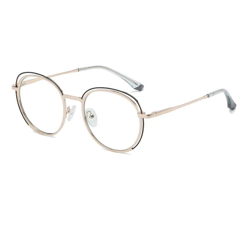 CCspace Women's Full Rim Round Square Stainless Steel Eyeglasses 54968