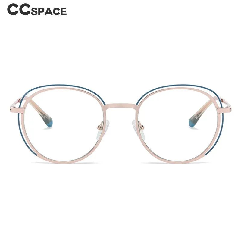 CCspace Women's Full Rim Round Square Stainless Steel Eyeglasses 54968