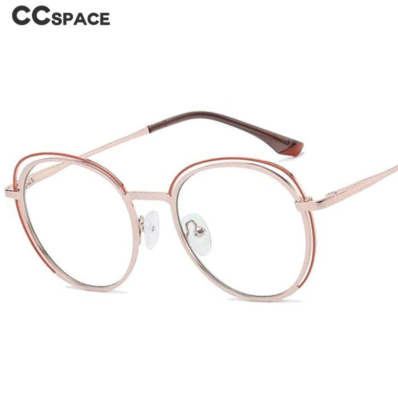 CCspace Women's Full Rim Round Square Stainless Steel Eyeglasses 54968