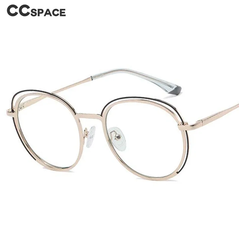 CCspace Women's Full Rim Round Square Stainless Steel Eyeglasses 54968