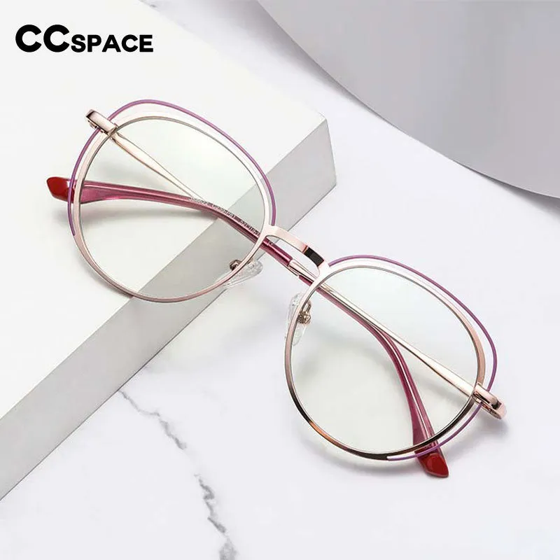 CCspace Women's Full Rim Round Square Stainless Steel Eyeglasses 54968