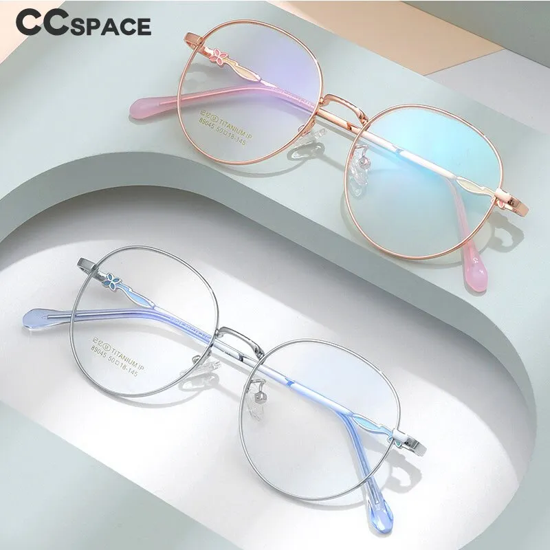 CCspace Women's Full Rim Round Titanium Eyeglasses 56066