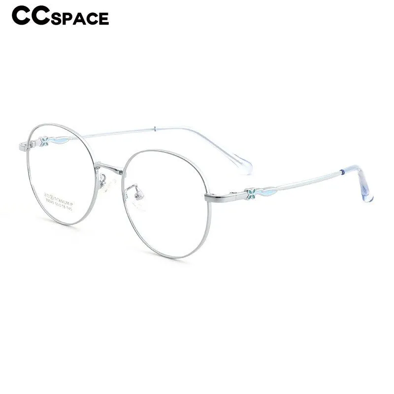 CCspace Women's Full Rim Round Titanium Eyeglasses 56066