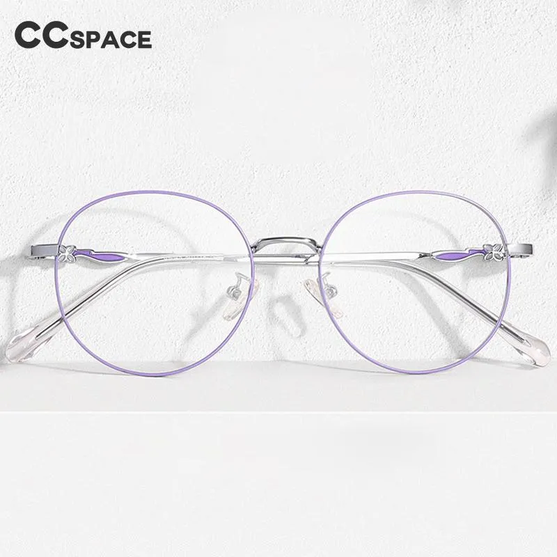 CCspace Women's Full Rim Round Titanium Eyeglasses 56066