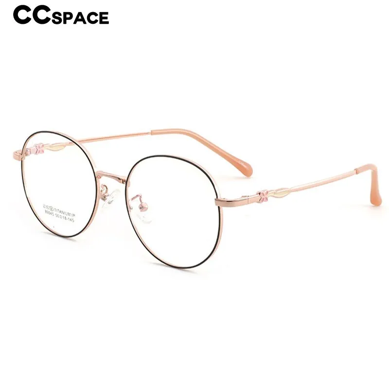 CCspace Women's Full Rim Round Titanium Eyeglasses 56066