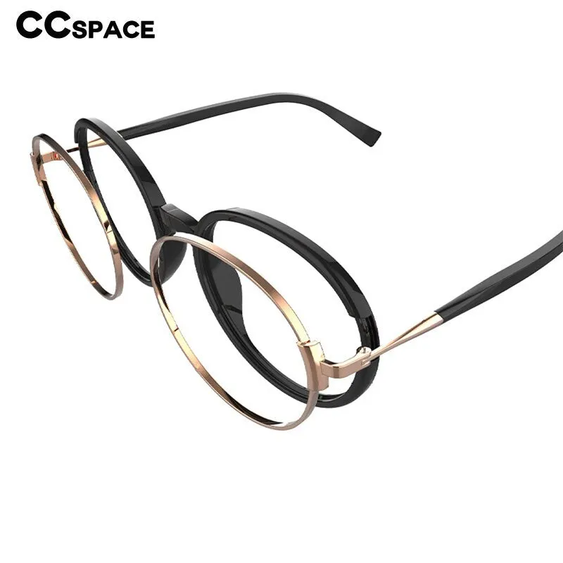 CCspace Women's Full Rim Round Tr 90 Alloy Eyeglasses 56343