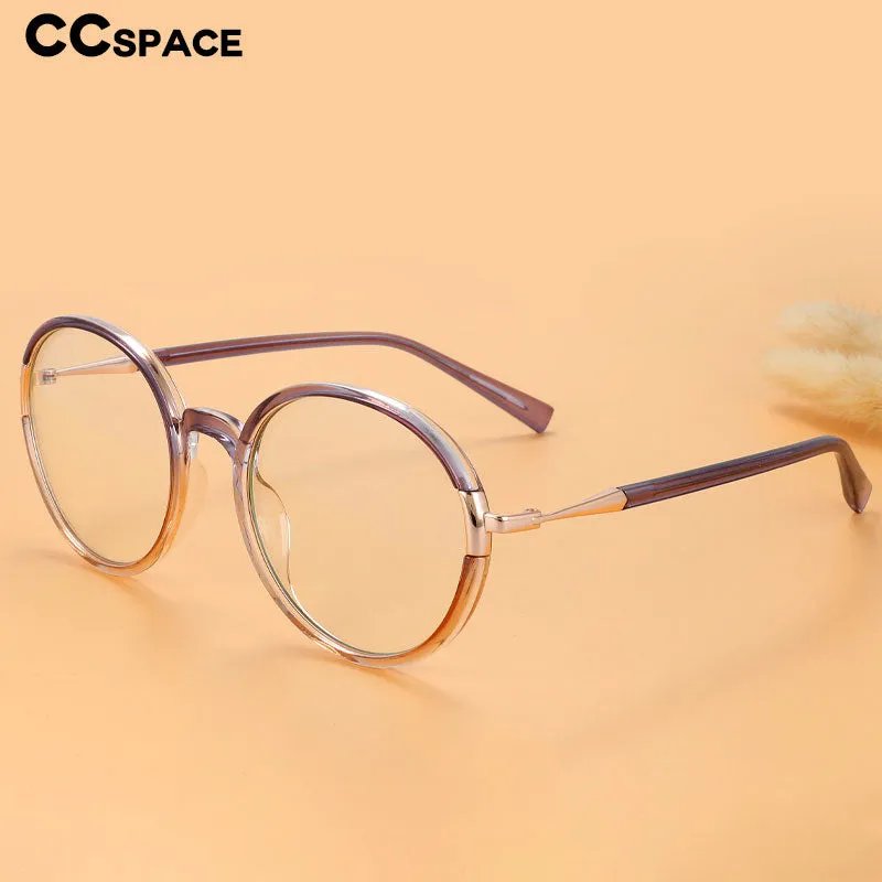 CCspace Women's Full Rim Round Tr 90 Alloy Eyeglasses 56343