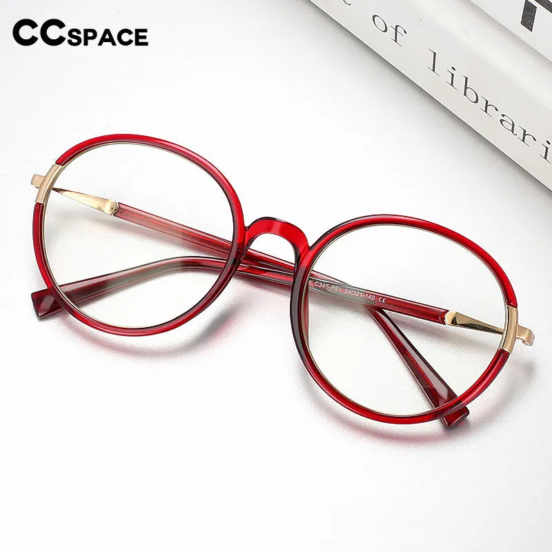 CCspace Women's Full Rim Round Tr 90 Alloy Eyeglasses 56343