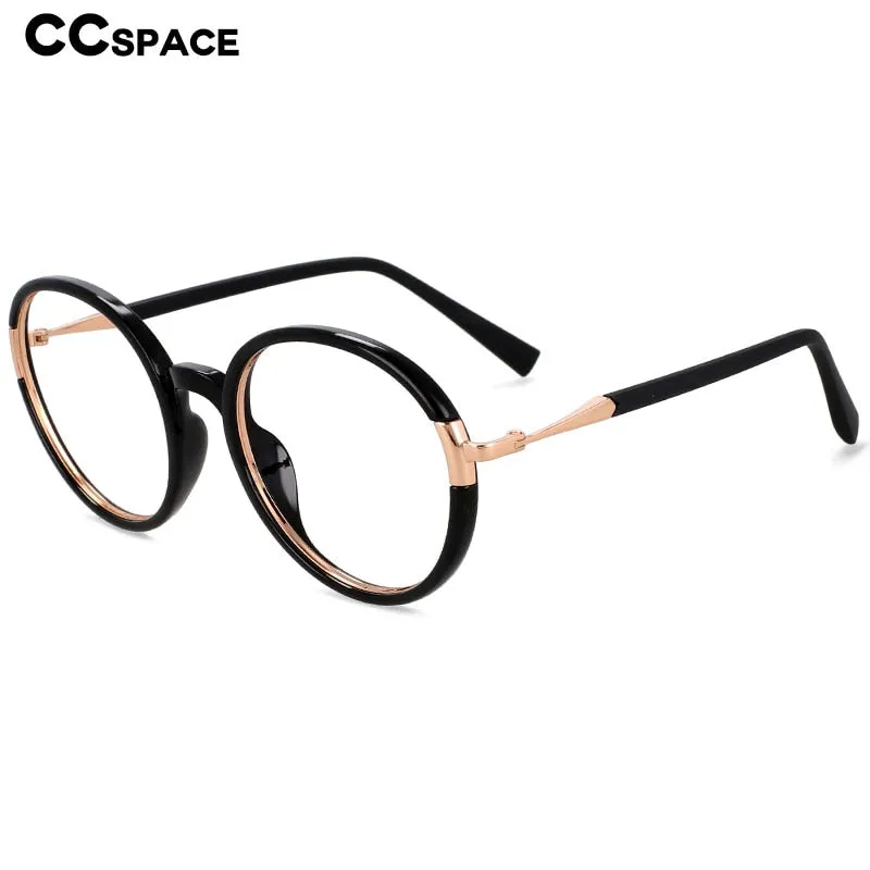 CCspace Women's Full Rim Round Tr 90 Alloy Eyeglasses 56343