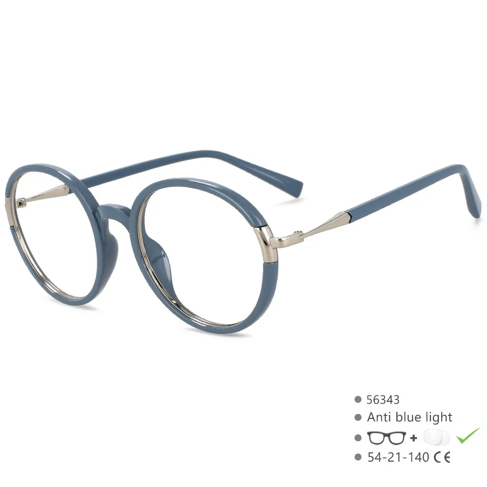 CCspace Women's Full Rim Round Tr 90 Alloy Eyeglasses 56343