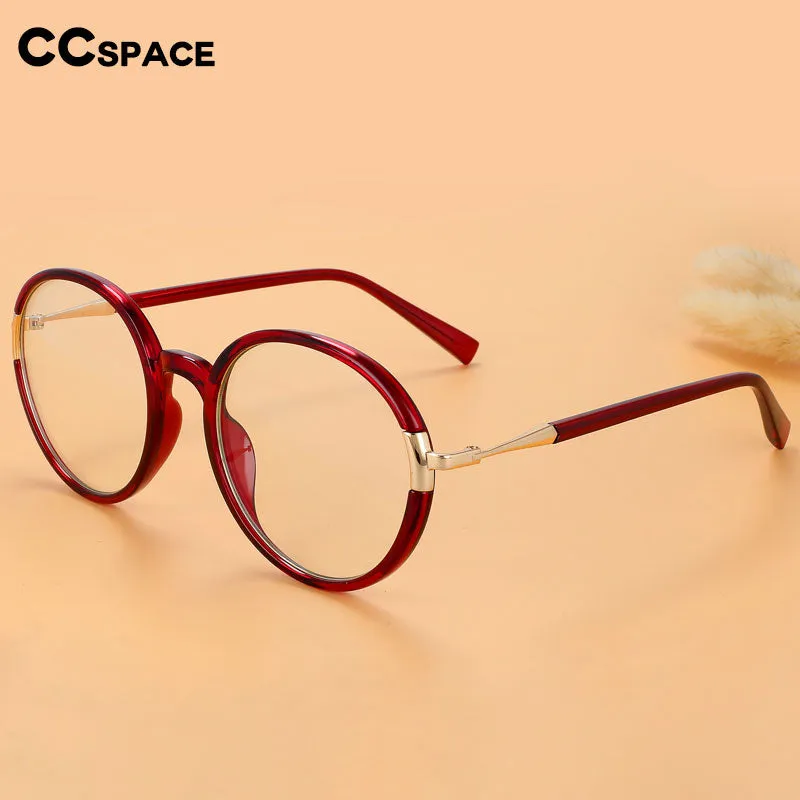 CCspace Women's Full Rim Round Tr 90 Alloy Eyeglasses 56343