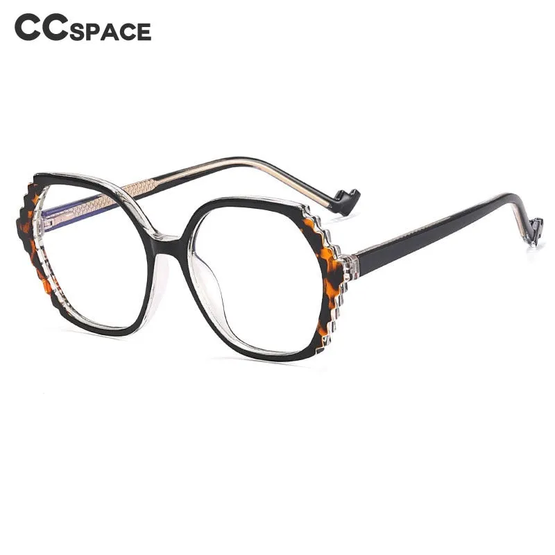 CCspace Women's Full Rim Round Tr 90 Titanium Eyeglasses 56484