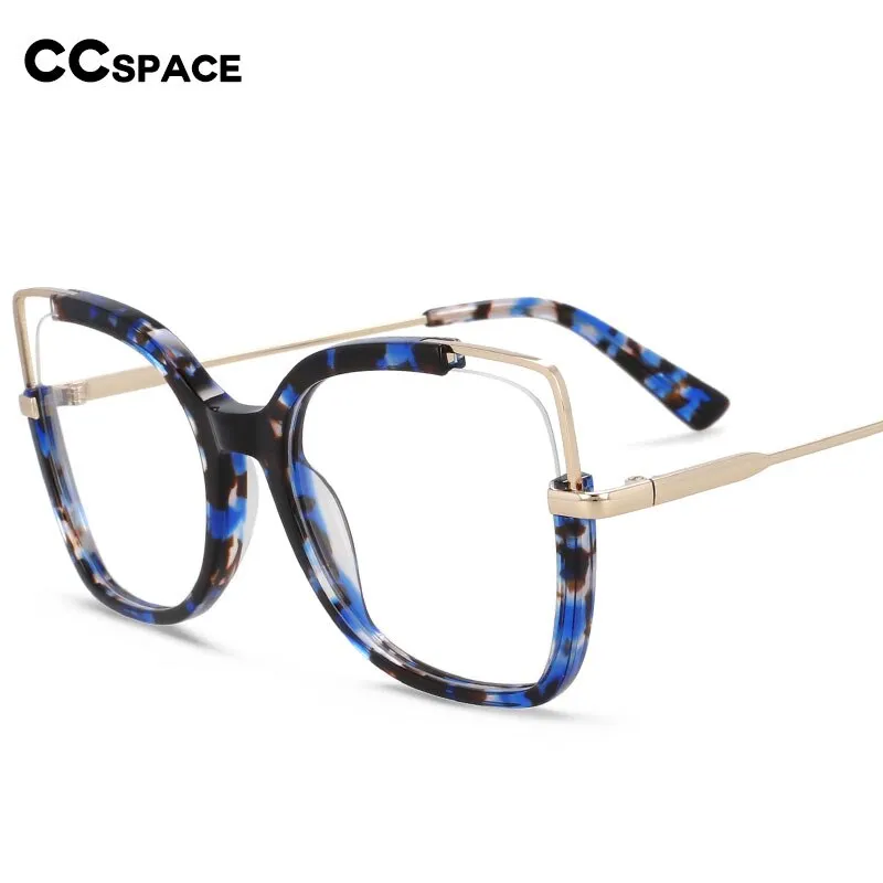 CCspace Women's Full Rim Square Acetate Alloy Eyeglasses 55328