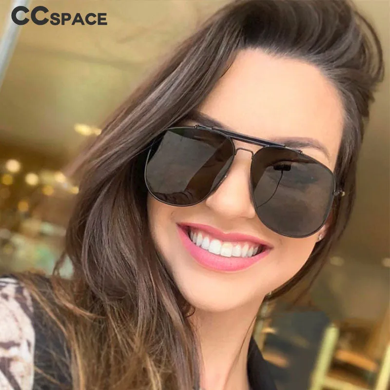 CCspace Women's Full Rim Square Alloy Double Bridge Pilot Frame Sunglasses 45811