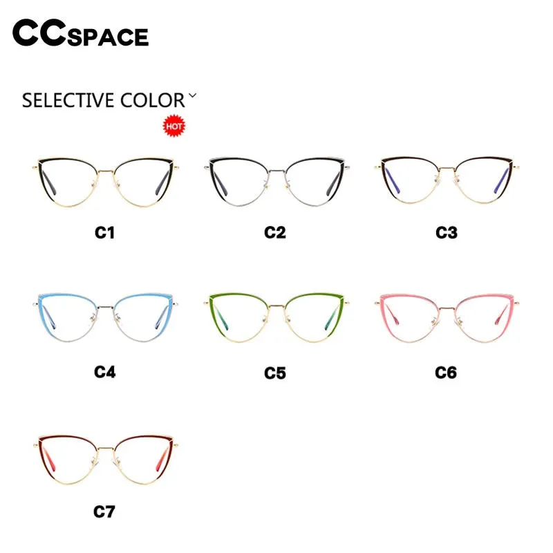 CCspace Women's Full Rim Square Cat Eye Acetate Alloy Eyeglasses 54550