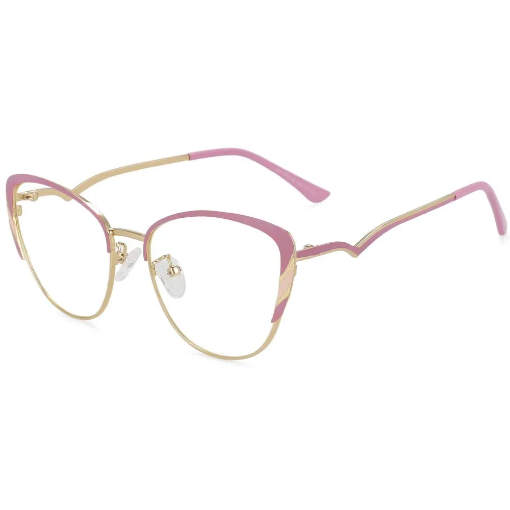 CCspace Women's Full Rim Square Cat Eye Acetate Alloy Frame Eyeglasses 54110