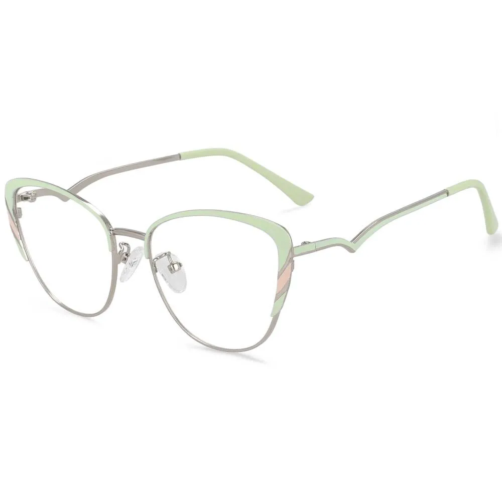 CCspace Women's Full Rim Square Cat Eye Acetate Alloy Frame Eyeglasses 54110