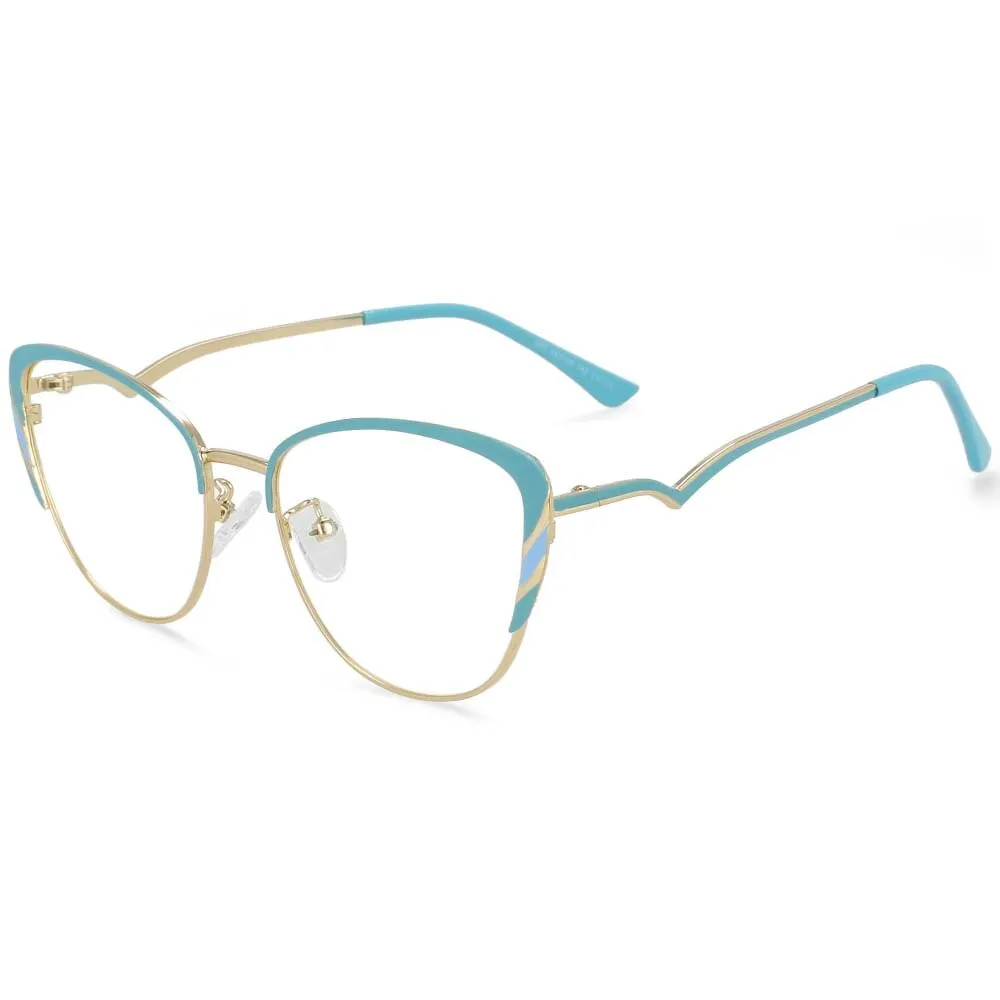 CCspace Women's Full Rim Square Cat Eye Acetate Alloy Frame Eyeglasses 54110