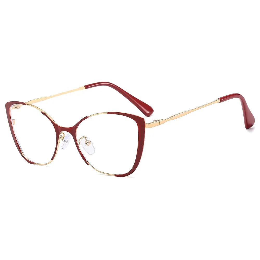 CCspace Women's Full Rim Square Cat Eye Alloy Eyeglasses 56802