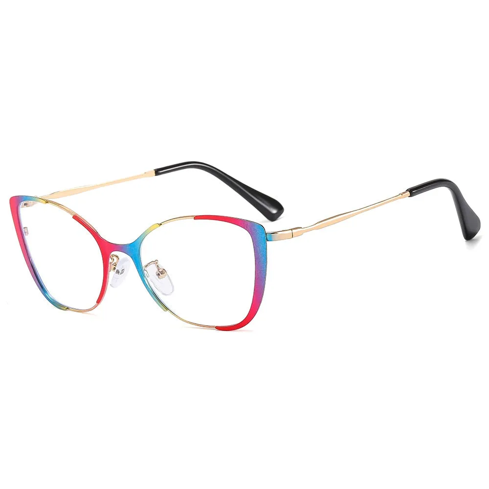 CCspace Women's Full Rim Square Cat Eye Alloy Eyeglasses 56802