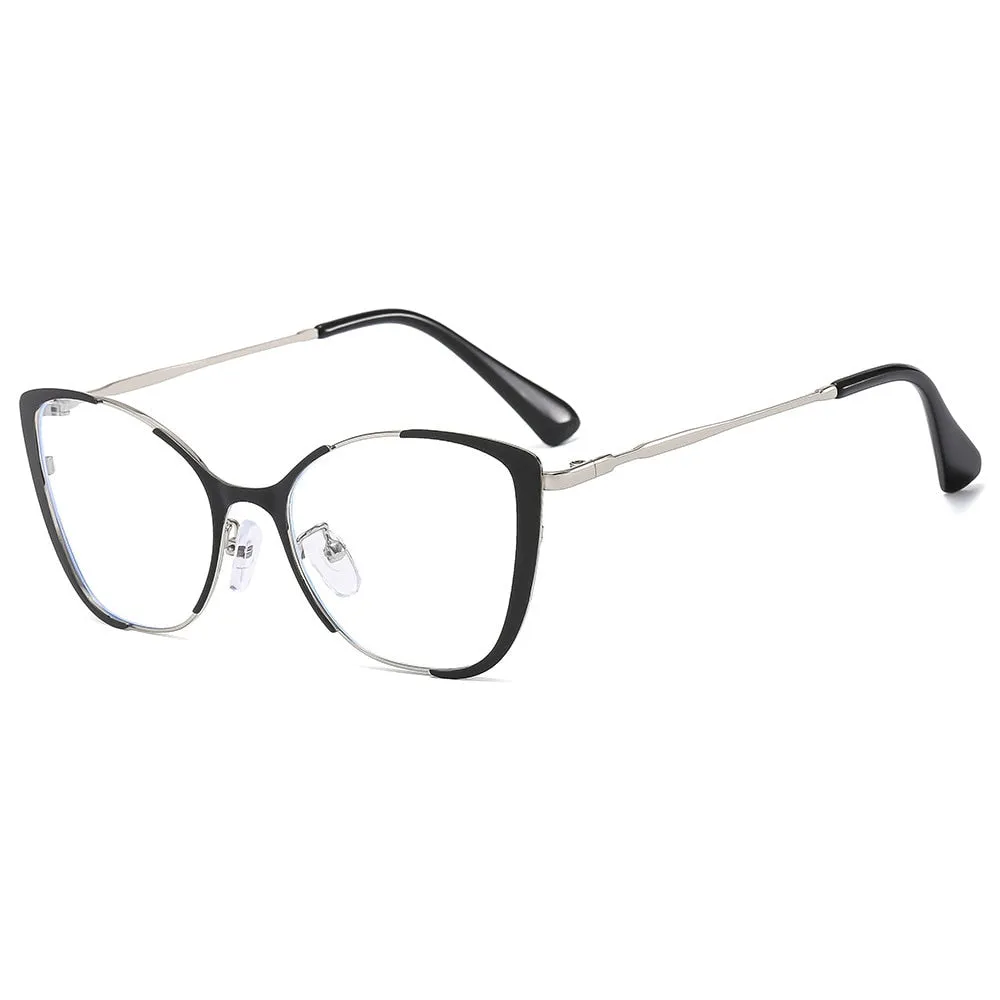 CCspace Women's Full Rim Square Cat Eye Alloy Eyeglasses 56802