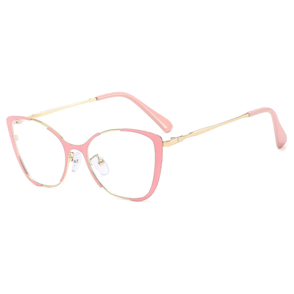 CCspace Women's Full Rim Square Cat Eye Alloy Eyeglasses 56802