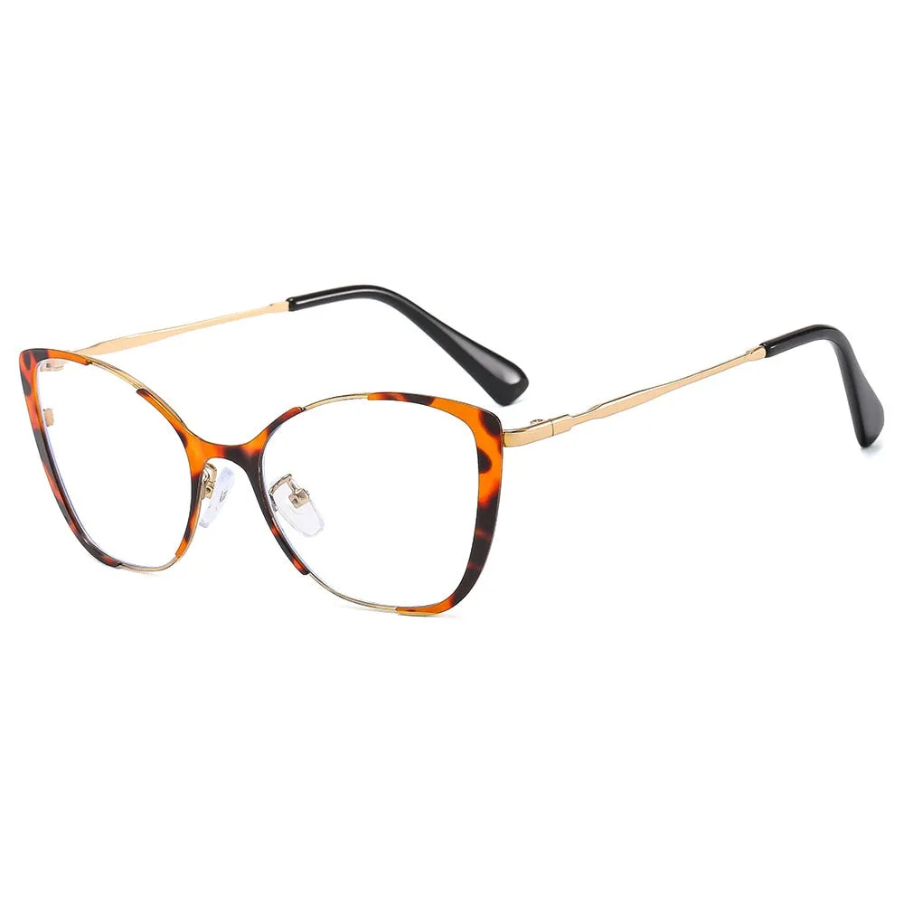 CCspace Women's Full Rim Square Cat Eye Alloy Eyeglasses 56802