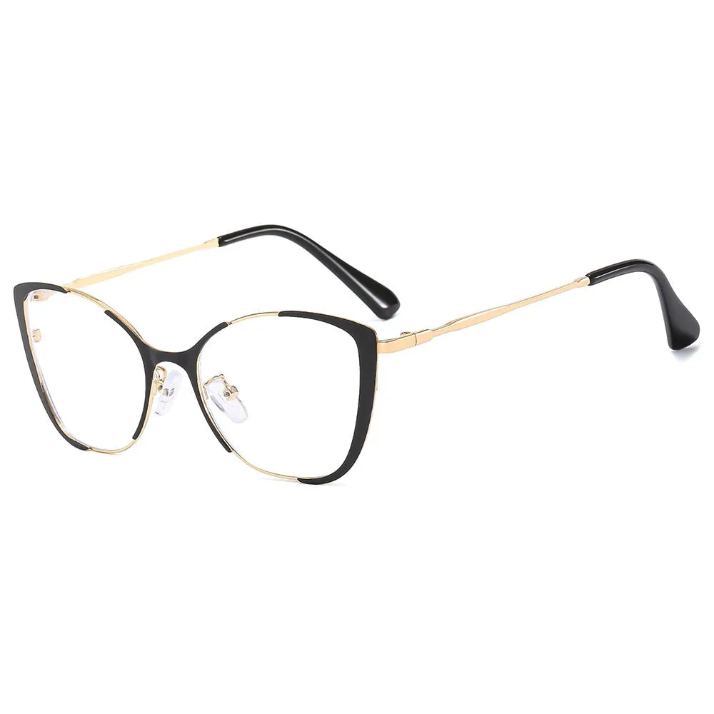 CCspace Women's Full Rim Square Cat Eye Alloy Eyeglasses 56802