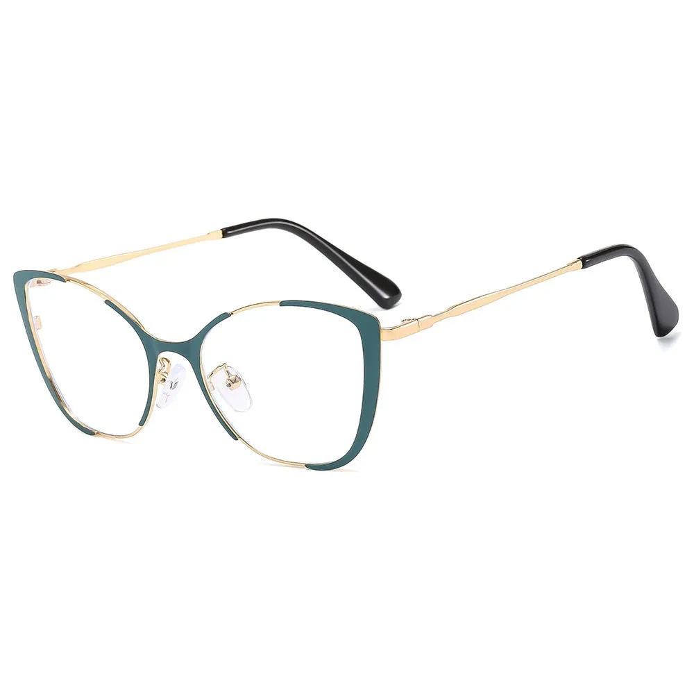 CCspace Women's Full Rim Square Cat Eye Alloy Eyeglasses 56802