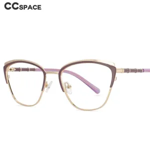 CCspace Women's Full Rim Square Cat Eye Alloy Frame Eyeglasses 53867