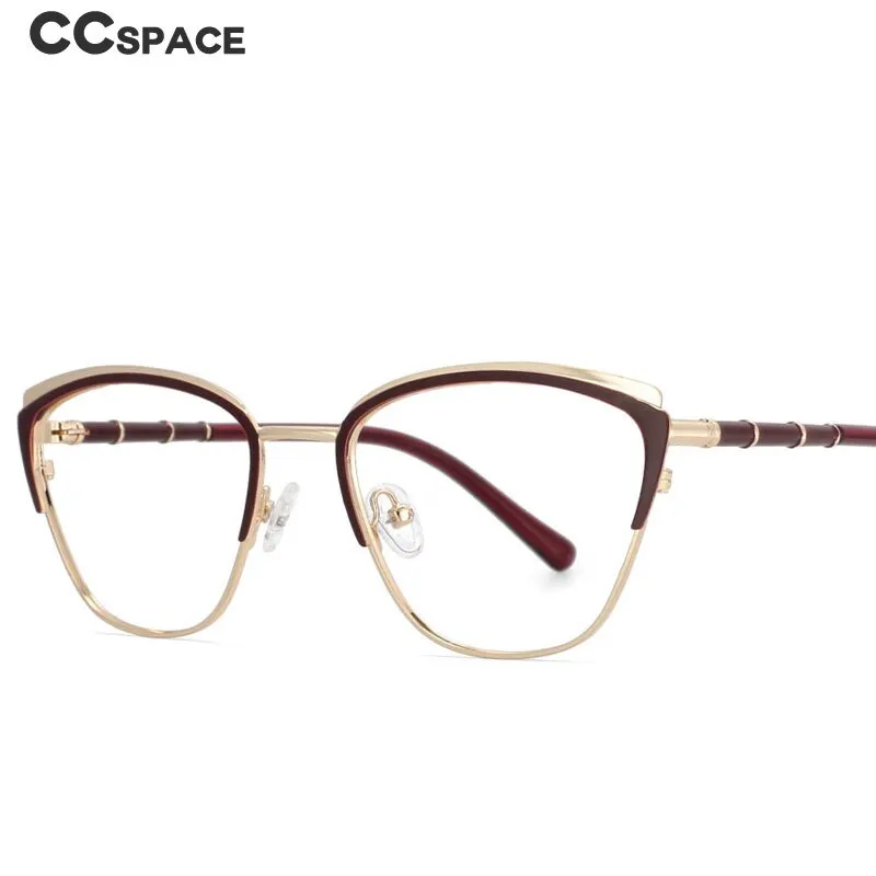 CCspace Women's Full Rim Square Cat Eye Alloy Frame Eyeglasses 53867