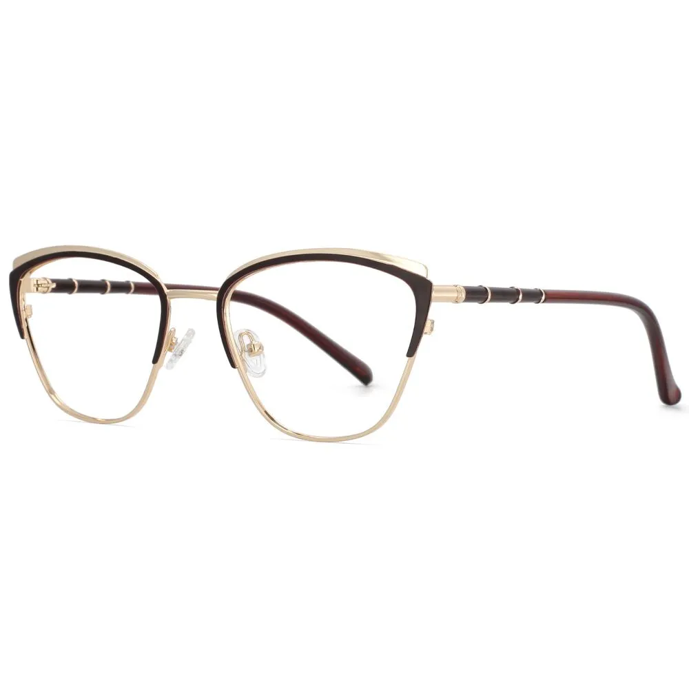 CCspace Women's Full Rim Square Cat Eye Alloy Frame Eyeglasses 53867