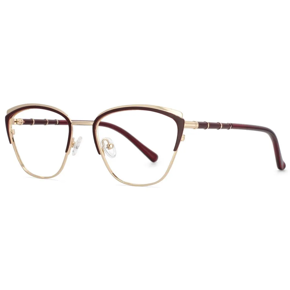 CCspace Women's Full Rim Square Cat Eye Alloy Frame Eyeglasses 53867