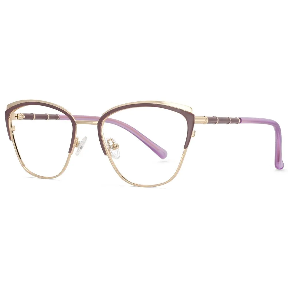 CCspace Women's Full Rim Square Cat Eye Alloy Frame Eyeglasses 53867