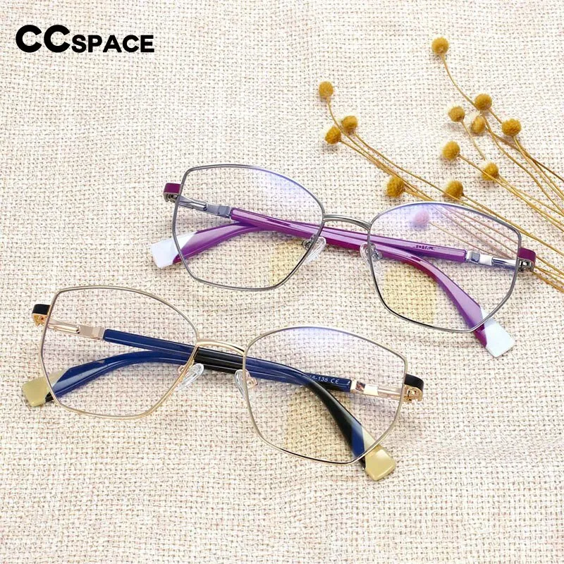 CCspace Women's Full Rim Square Cat Eye Alloy Frame Eyeglasses 54273