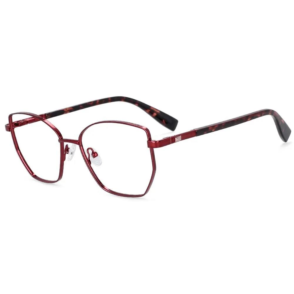 CCspace Women's Full Rim Square Cat Eye Alloy Frame Eyeglasses 54273