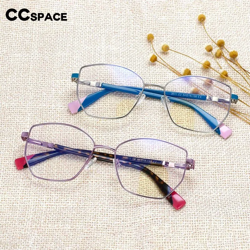 CCspace Women's Full Rim Square Cat Eye Alloy Frame Eyeglasses 54273