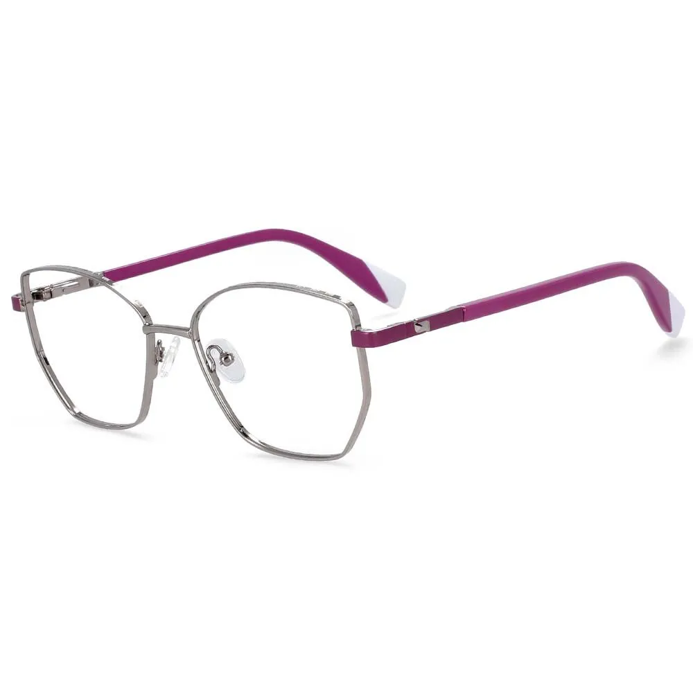 CCspace Women's Full Rim Square Cat Eye Alloy Frame Eyeglasses 54273