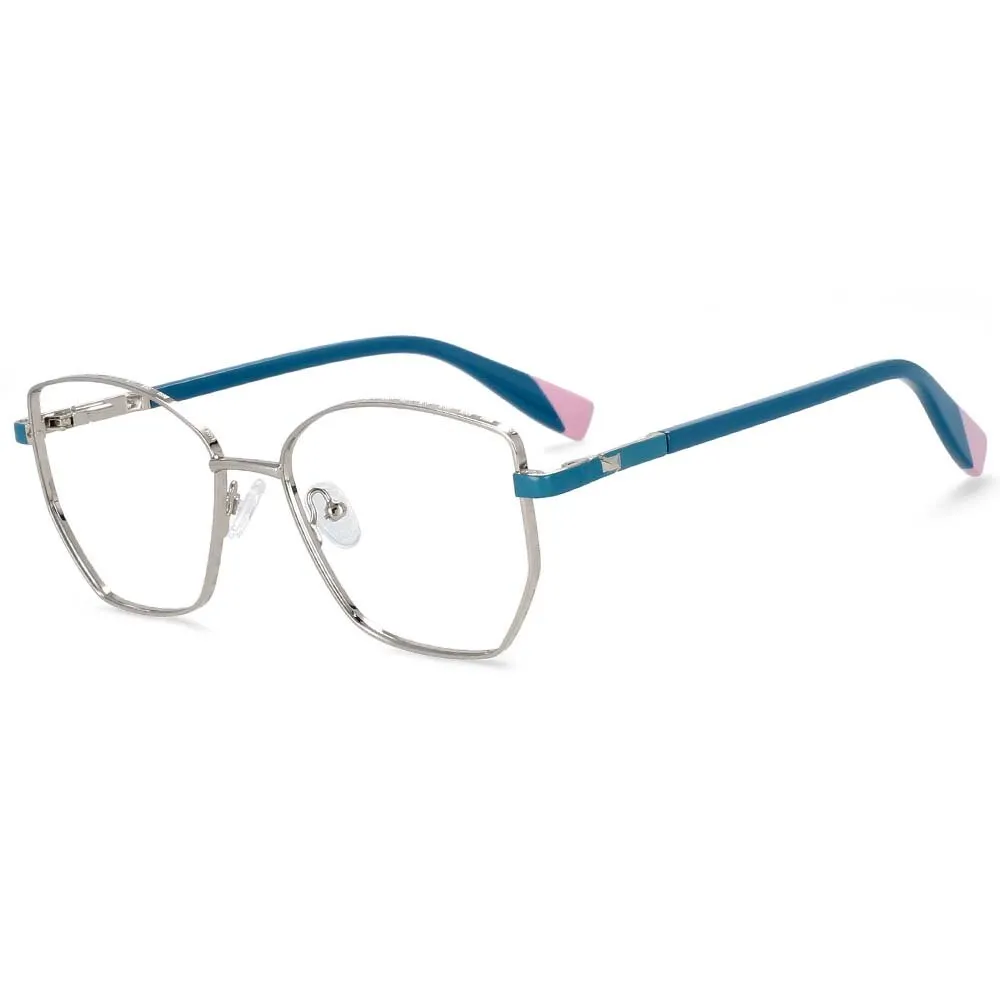 CCspace Women's Full Rim Square Cat Eye Alloy Frame Eyeglasses 54273