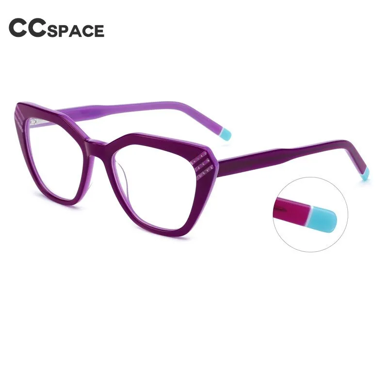 CCspace Women's Full Rim Square Cat Eye Handcrafted Acetate Eyeglasses 55282