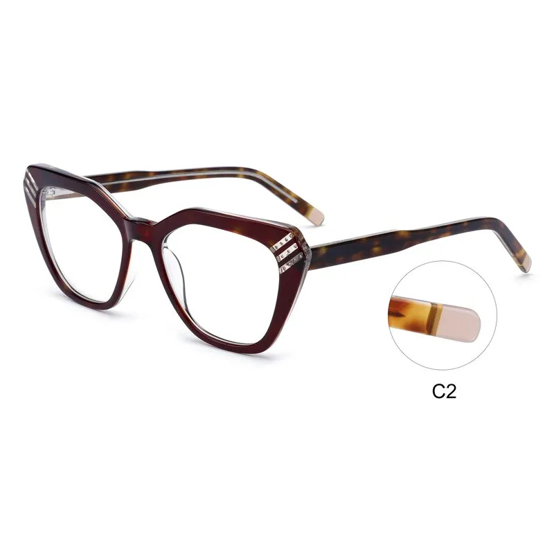 CCspace Women's Full Rim Square Cat Eye Handcrafted Acetate Eyeglasses 55282