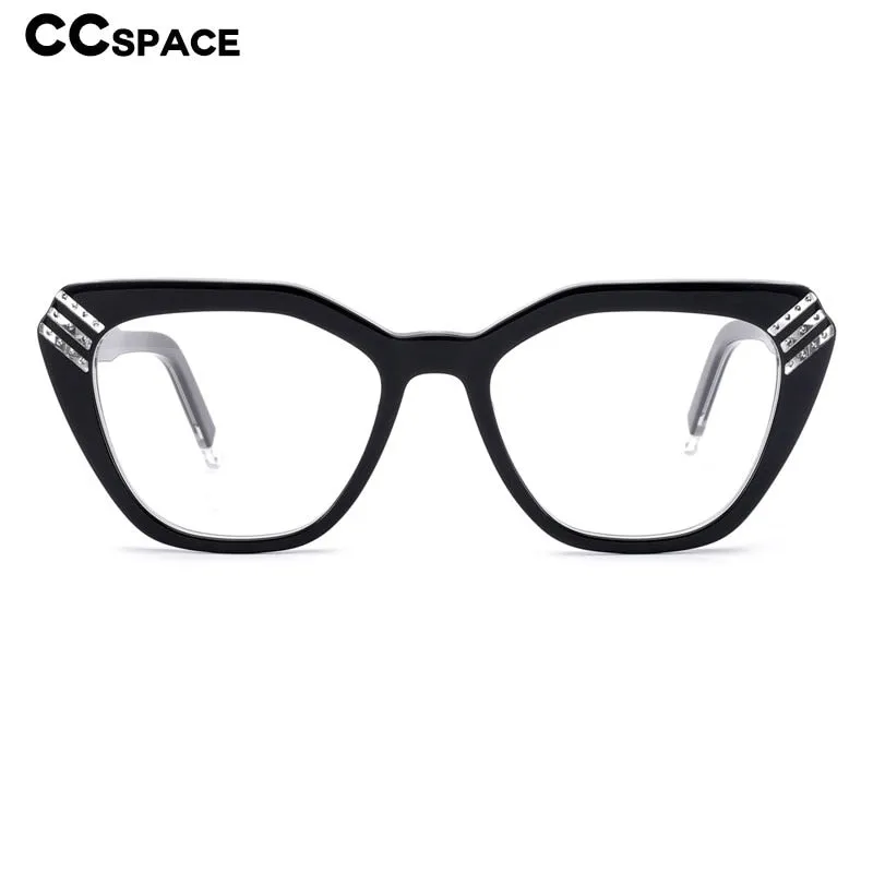 CCspace Women's Full Rim Square Cat Eye Handcrafted Acetate Eyeglasses 55282