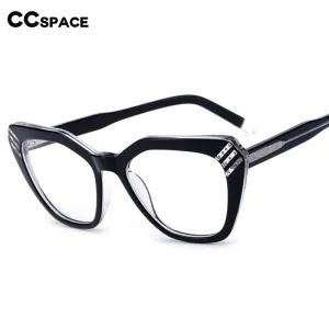 CCspace Women's Full Rim Square Cat Eye Handcrafted Acetate Eyeglasses 55282