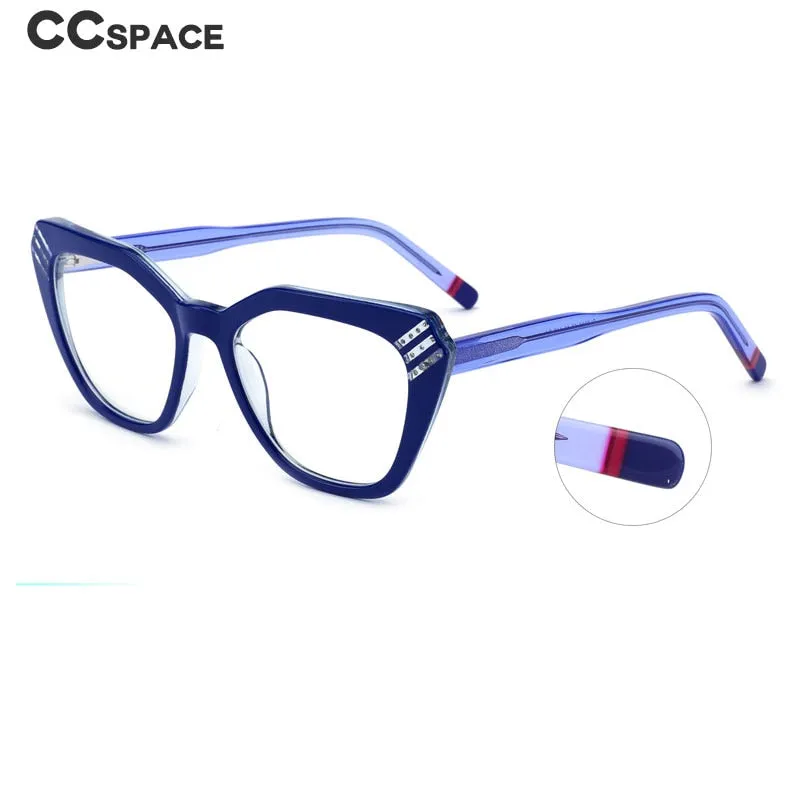 CCspace Women's Full Rim Square Cat Eye Handcrafted Acetate Eyeglasses 55282