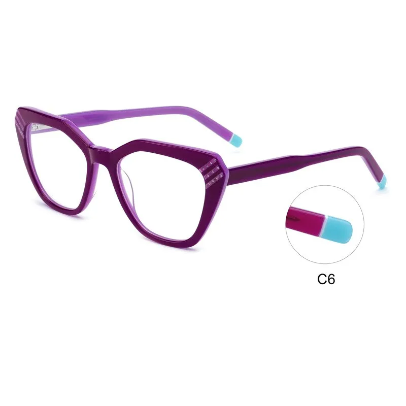 CCspace Women's Full Rim Square Cat Eye Handcrafted Acetate Eyeglasses 55282