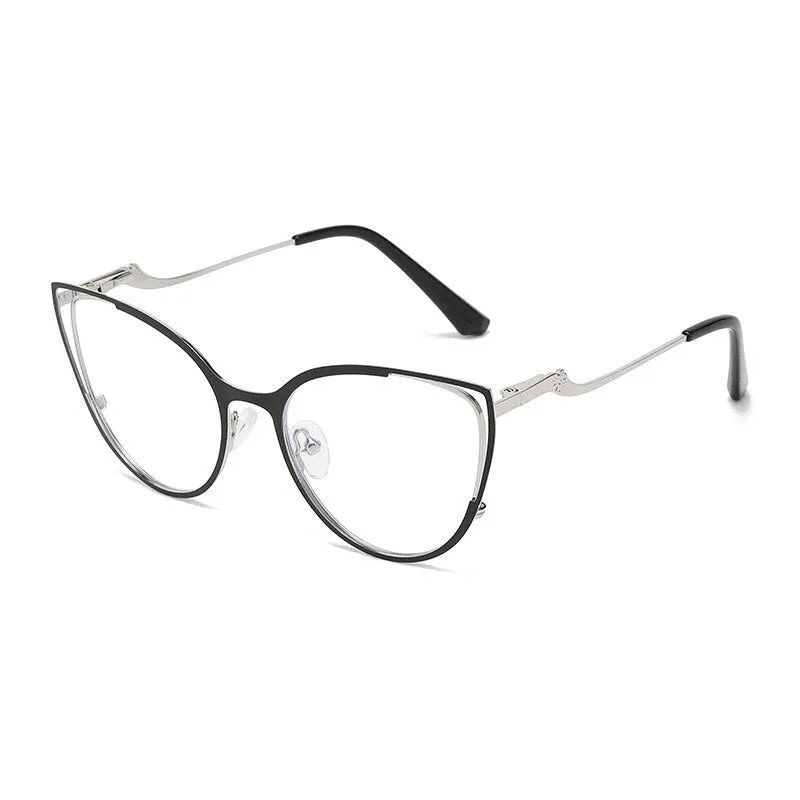 CCspace Women's Full Rim Square Cat Eye Stainless Steel Eyeglasses 53150