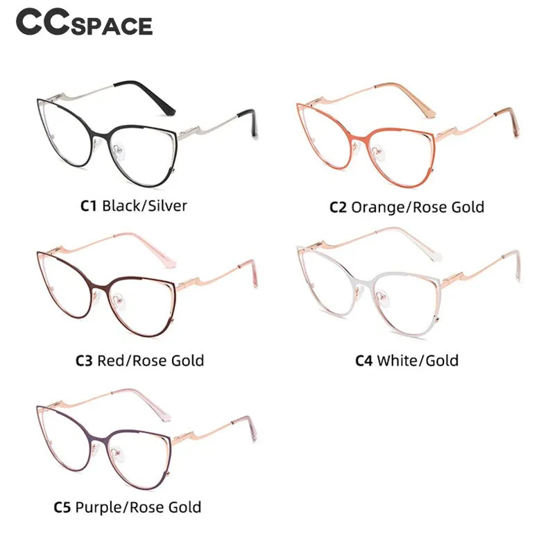 CCspace Women's Full Rim Square Cat Eye Stainless Steel Eyeglasses 53150