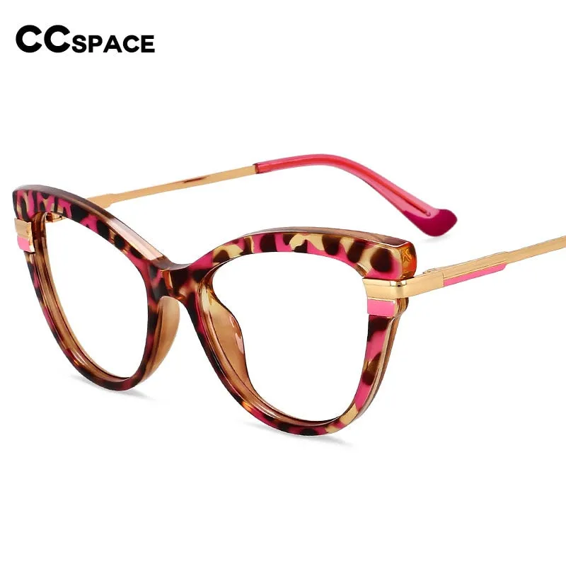 CCspace Women's Full Rim Square Cat Eye Tr 90 Titanium Eyeglasses 55706